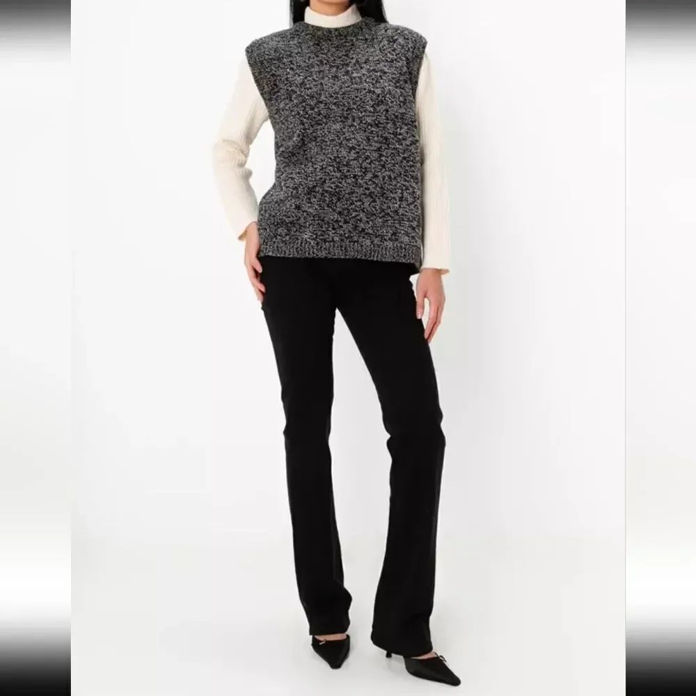 Zara Marled Black and White Knit Sweater Vest , Large